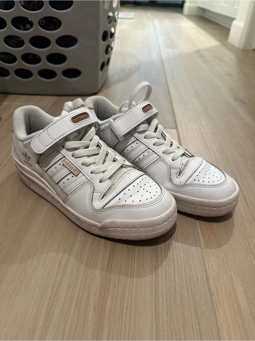 adidas Forum Low White Sneakers with Cream Accents